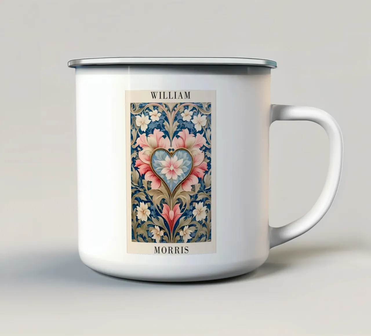 fiore rosa design amore william morris tazza in smalto da komo store