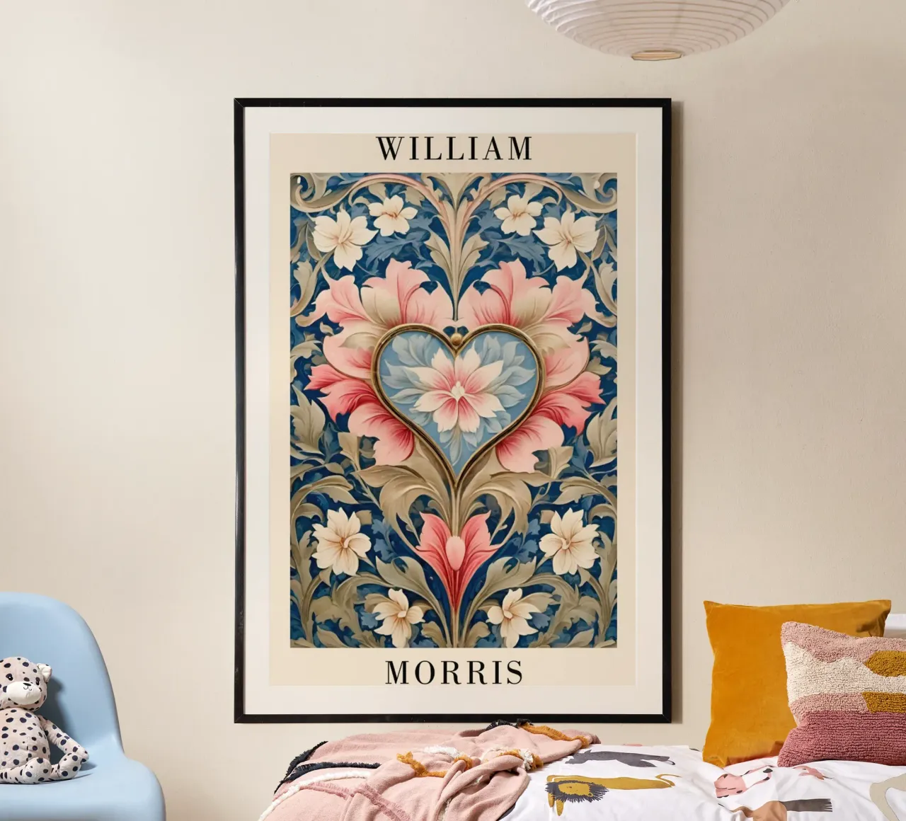 fiore rosa design amore william morris poster con telaio in alluminio da komo store