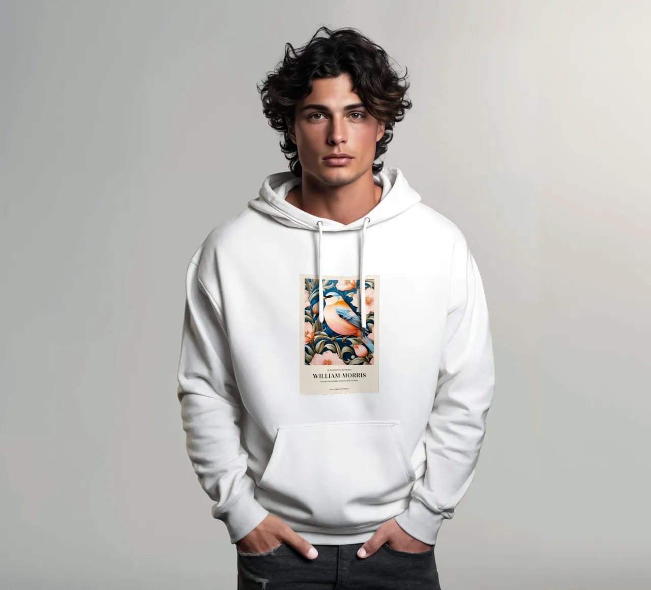 uccellino in un bel fiore william morris felpa con cappuccio da komo store