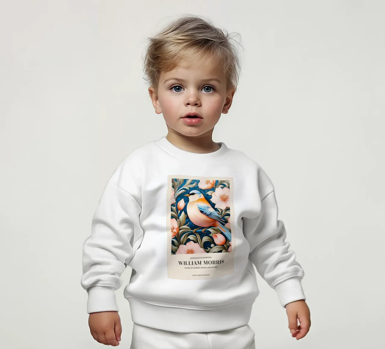 uccellino in un bel fiore william morris felpa neonato da komo store