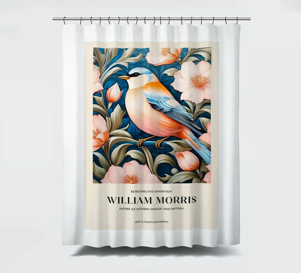 little bird in beautiful flower william morris shower curtain by komo store