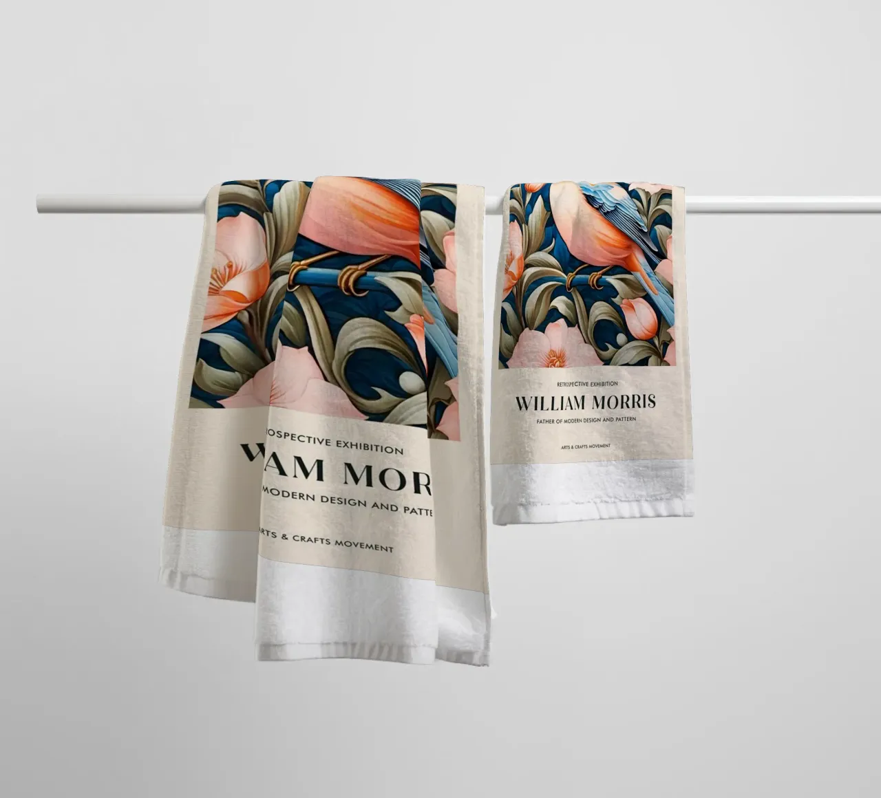 uccellino in un bel fiore william morris asciugamano da bagno da komo store
