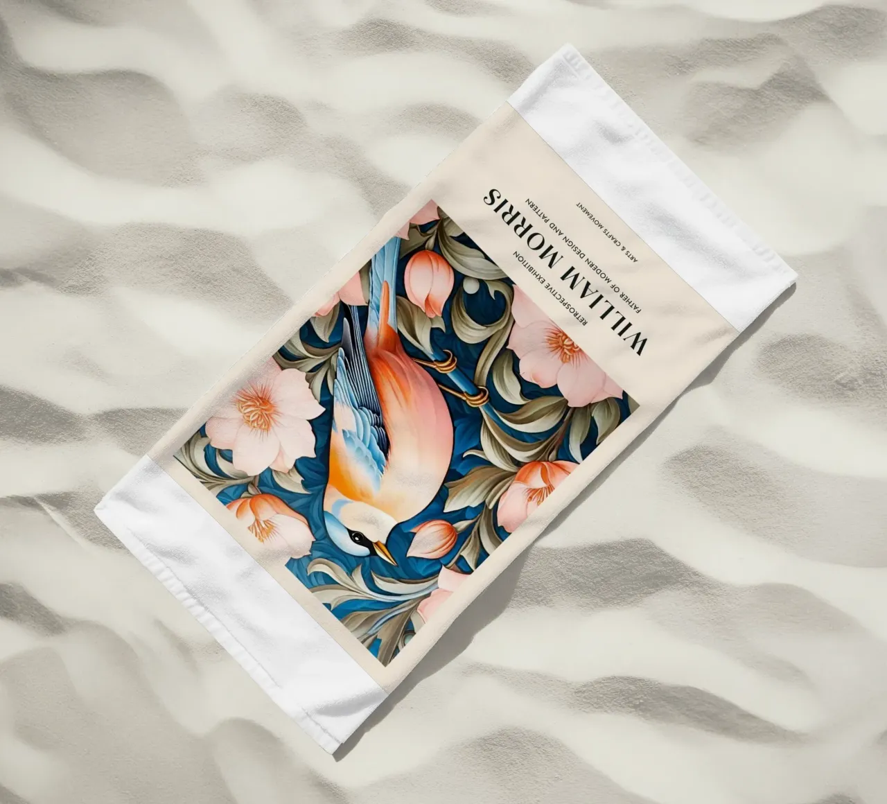 uccellino in un bel fiore william morris telo mare da komo store