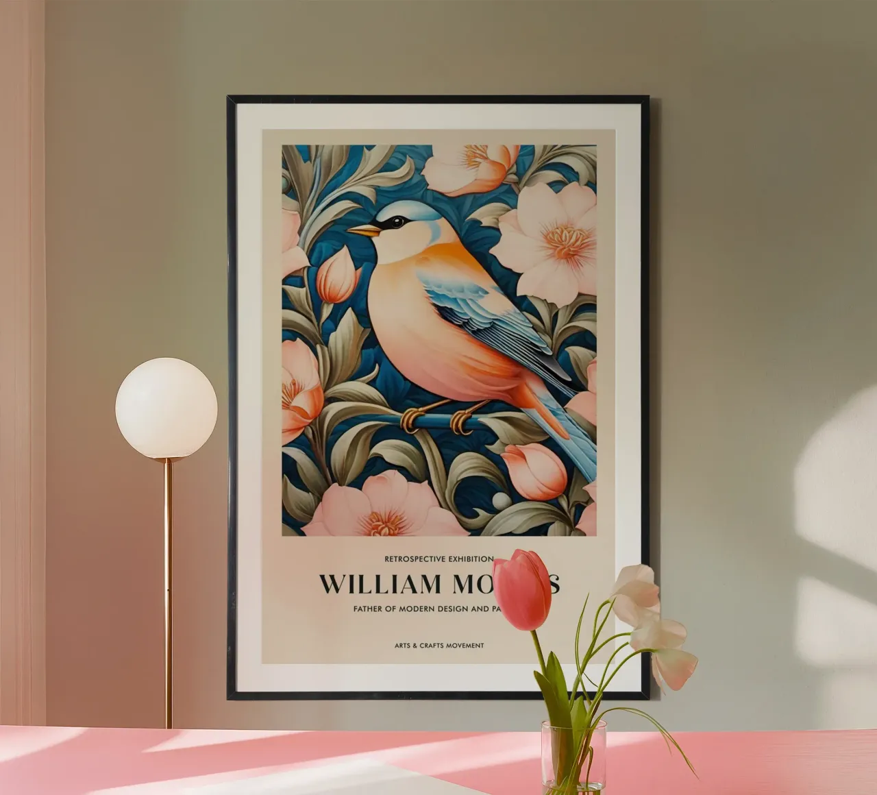 uccellino in un bel fiore william morris carta hahnemühle da komo store
