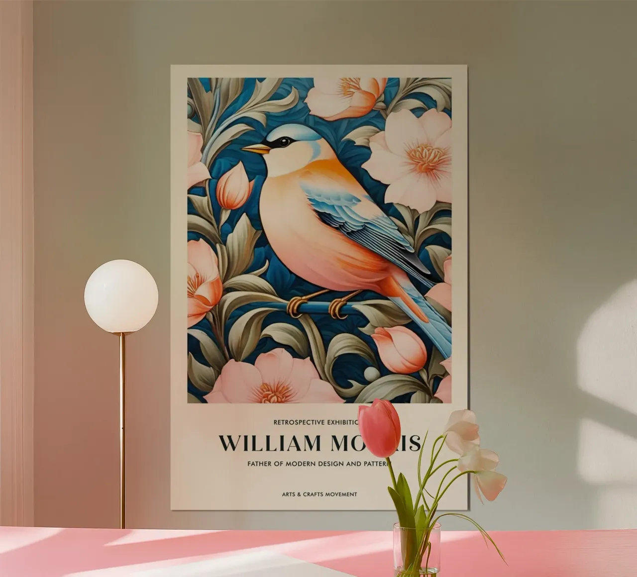 uccellino in un bel fiore william morris carta hahnemühle da komo store