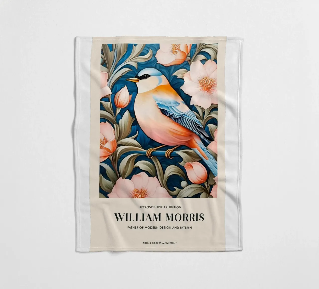 uccellino in un bel fiore william morris coperta in pile da komo store