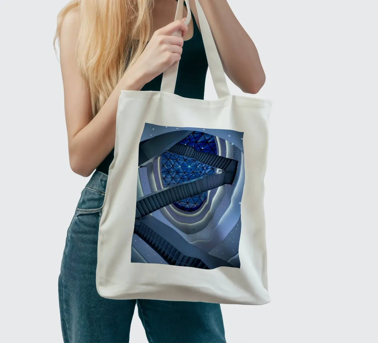 scala a chiocciola borsa in juta da Bleu