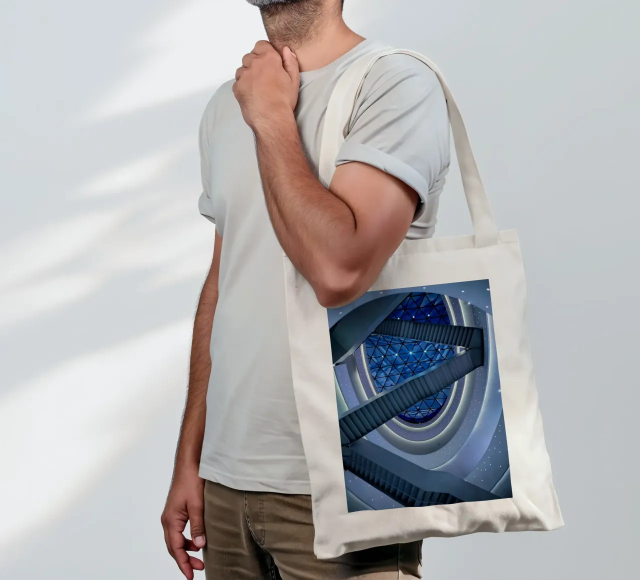 scala a chiocciola borsa in juta da Bleu