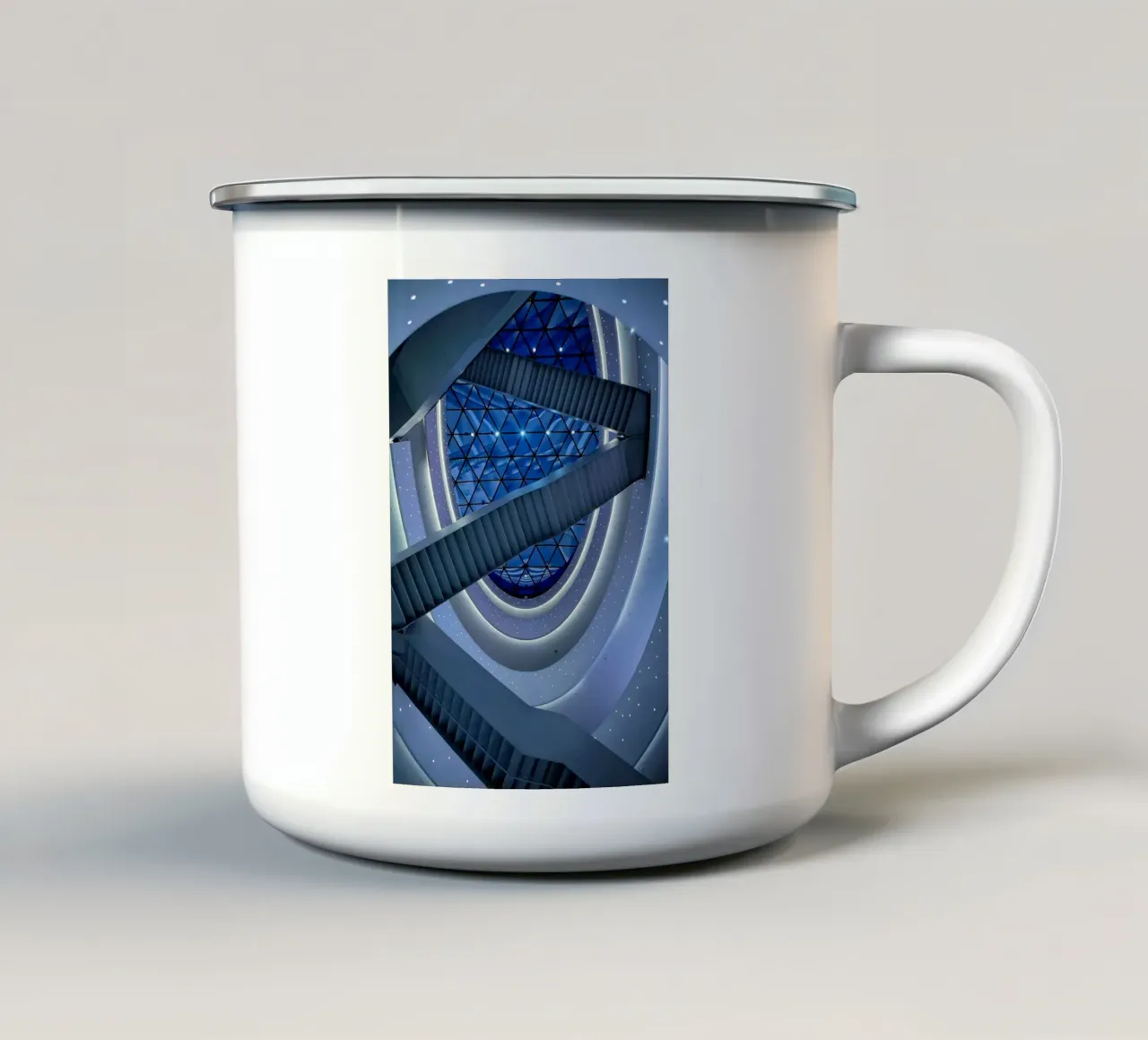 escalier en colimaçon mug en émail de Bleu