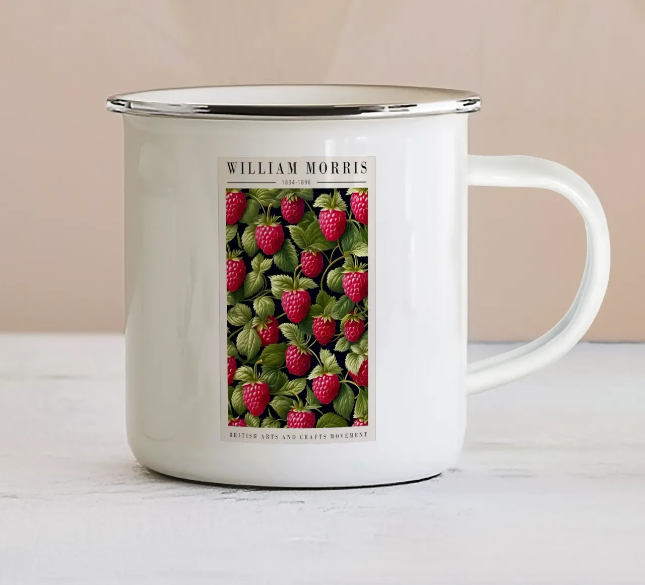raspberry garden green william morris emaille mok van komo store