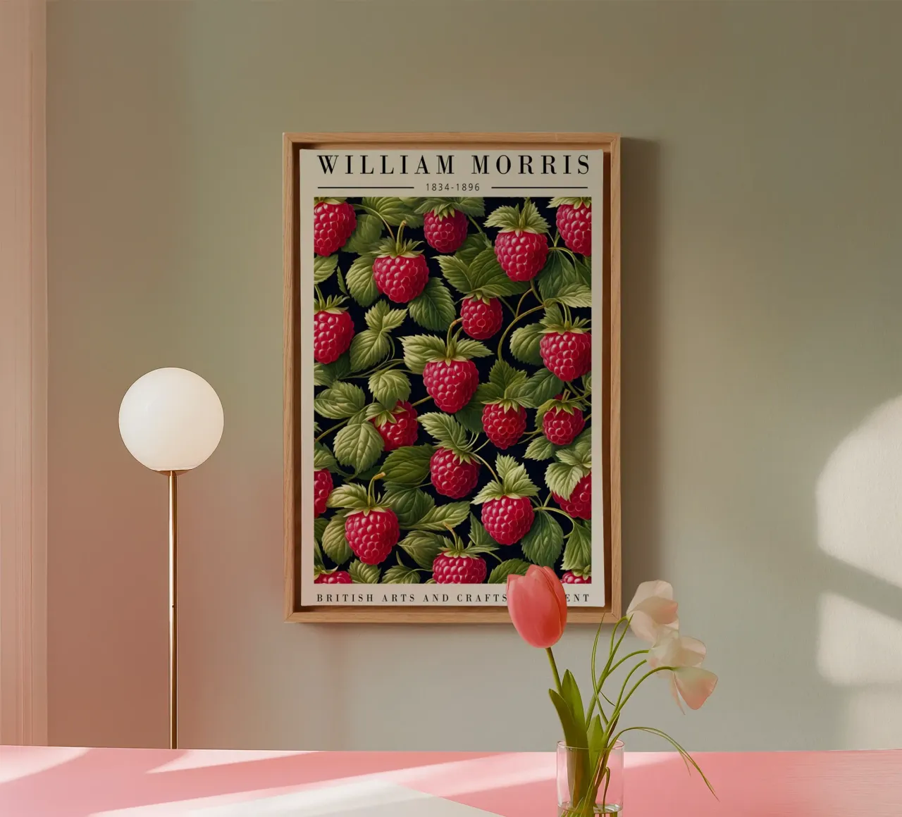 raspberry garden green william morris canvas met Baklijst van komo store