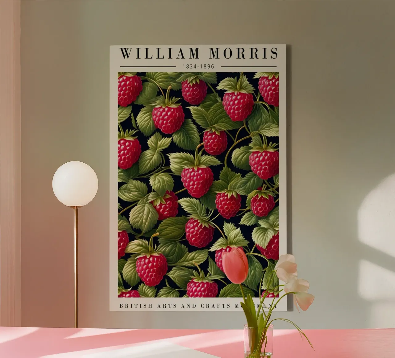 raspberry garden green william morris canvas met Baklijst van komo store