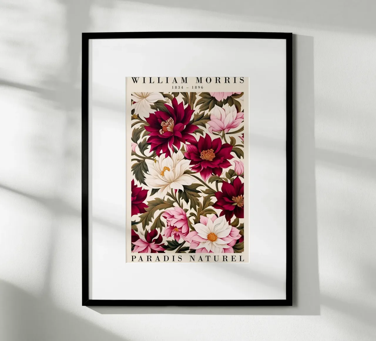 fiori selvatici rossi decorativi william morris poster con telaio in alluminio da komo store