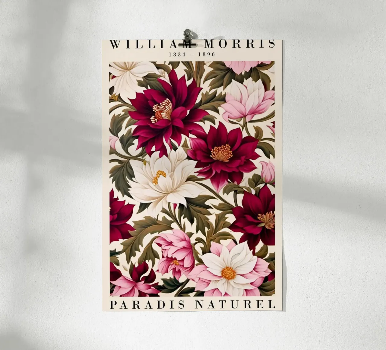 fiori selvatici rossi decorativi william morris poster con telaio in alluminio da komo store
