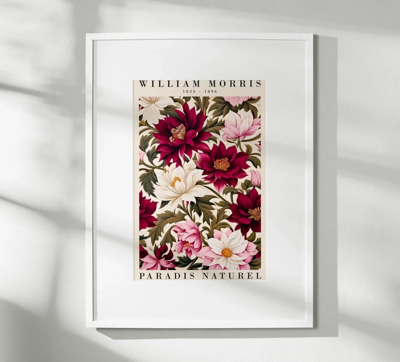 fiori selvatici rossi decorativi william morris poster con telaio in alluminio da komo store