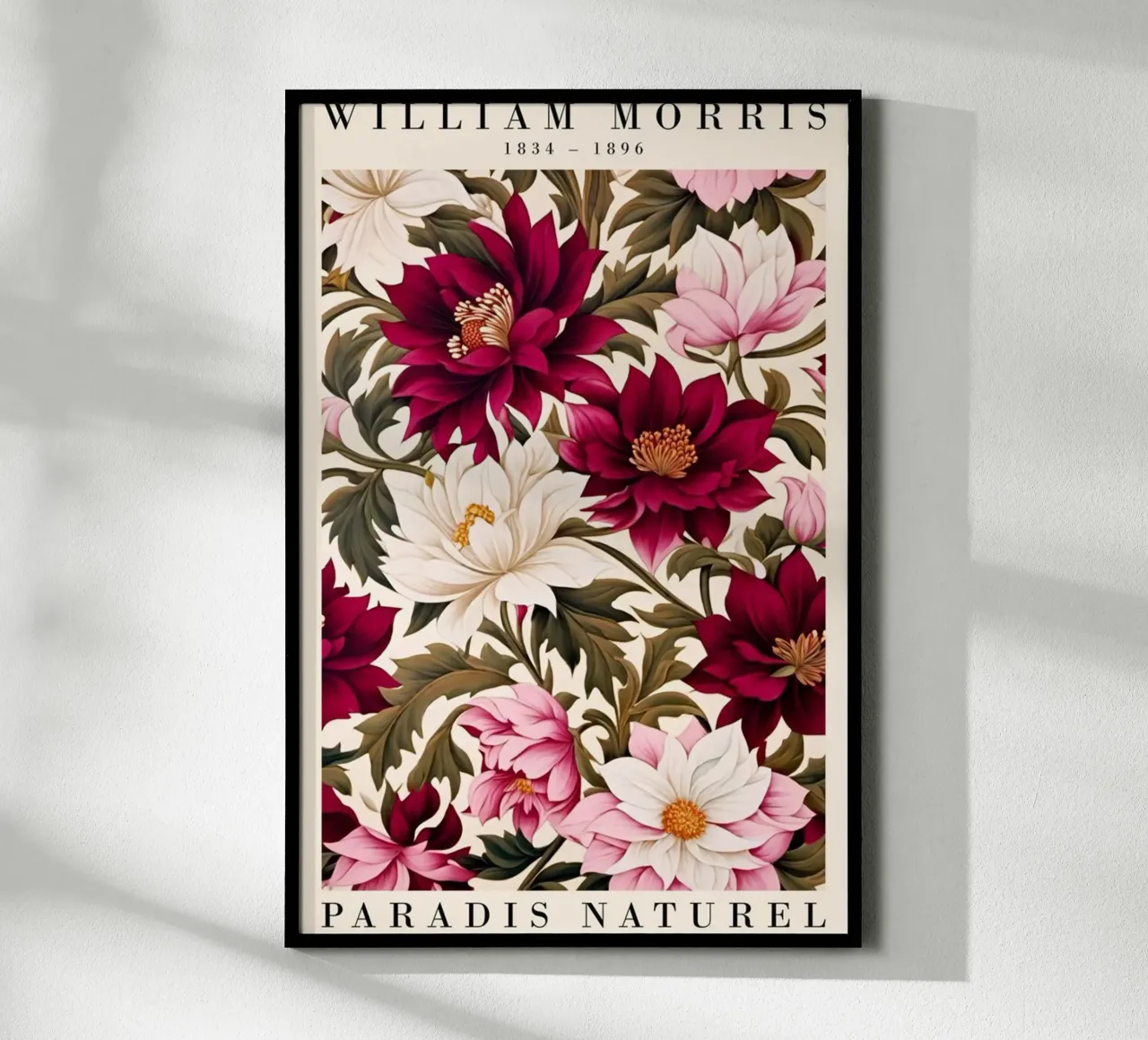 fiori selvatici rossi decorativi william morris poster con telaio in alluminio da komo store