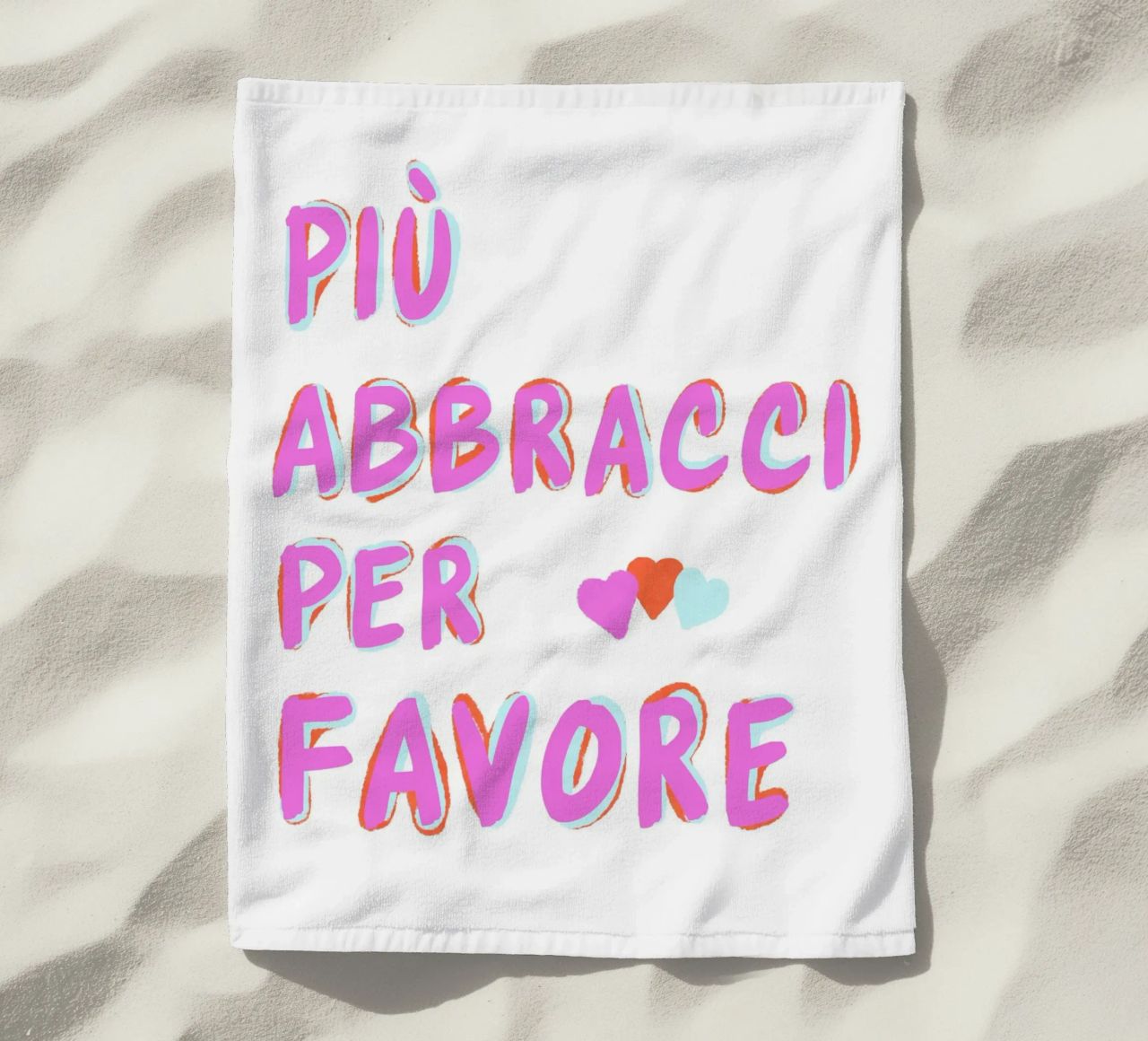 Più abbracci per favore telo mare da Carinaprint
