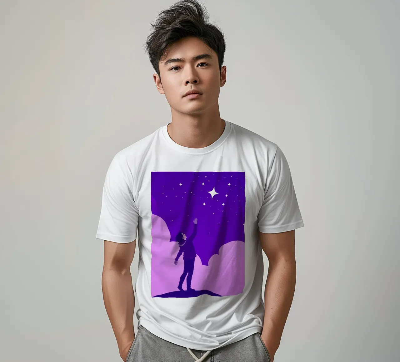 garçon cherchant les étoiles dans un ciel nocturne créatif t-shirt de DesignDoodle