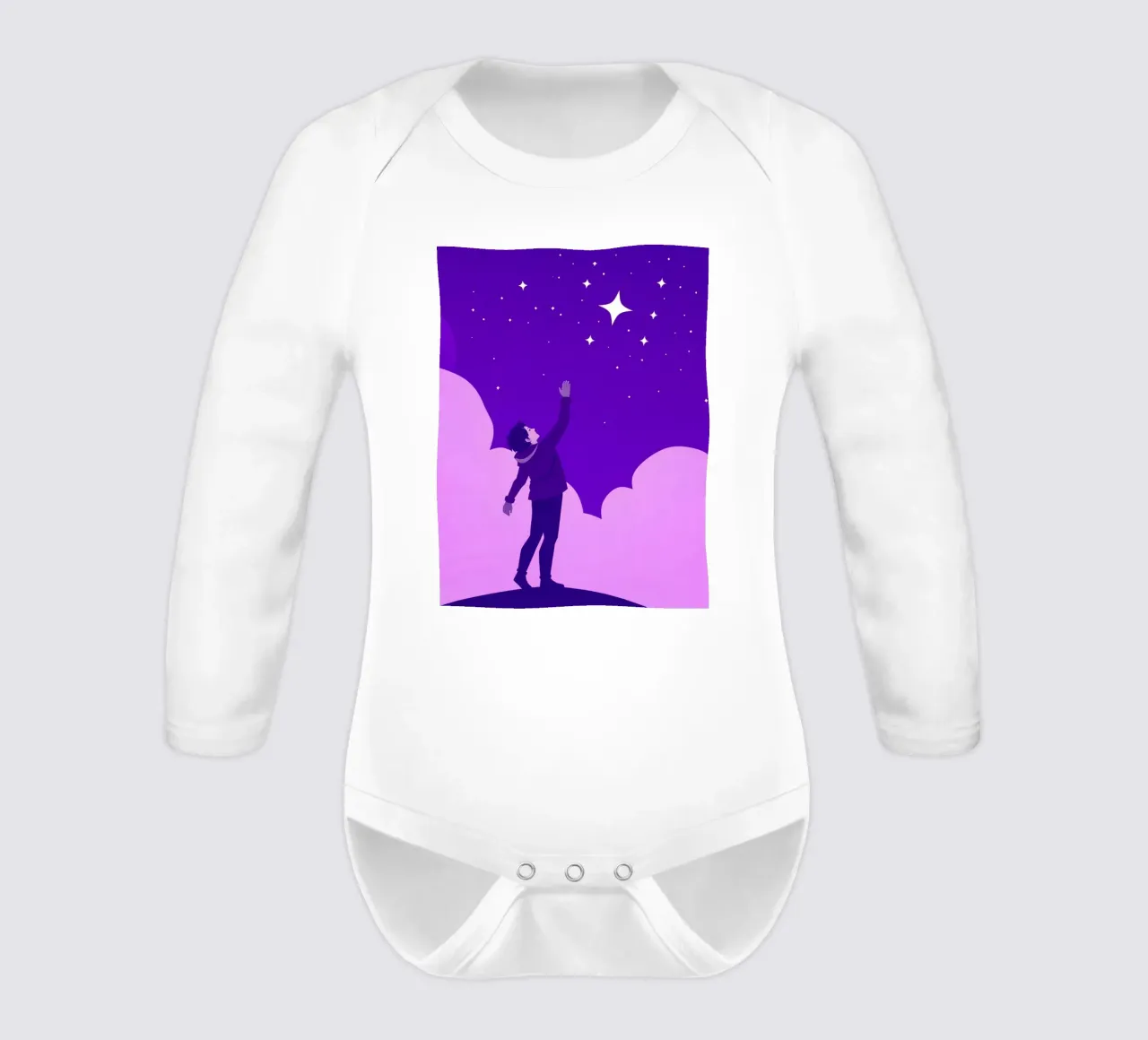 ragazzo che cerca le stelle in un cielo notturno creativo body neonato maniche lunghe da DesignDoodle