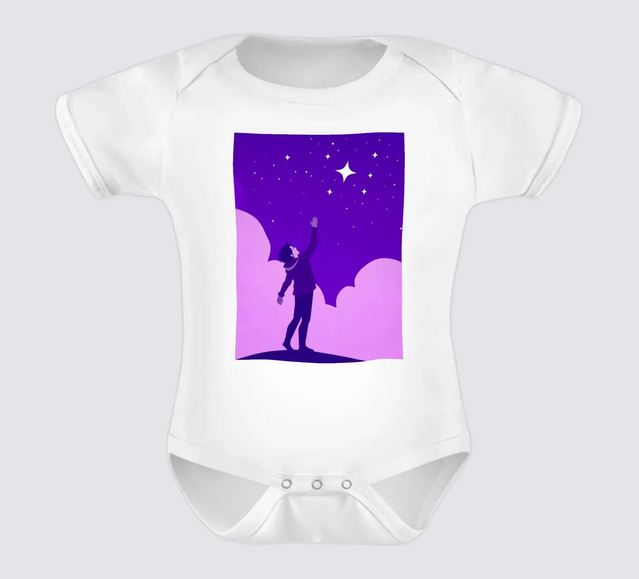 garçon cherchant les étoiles dans un ciel nocturne créatif body bébé de DesignDoodle