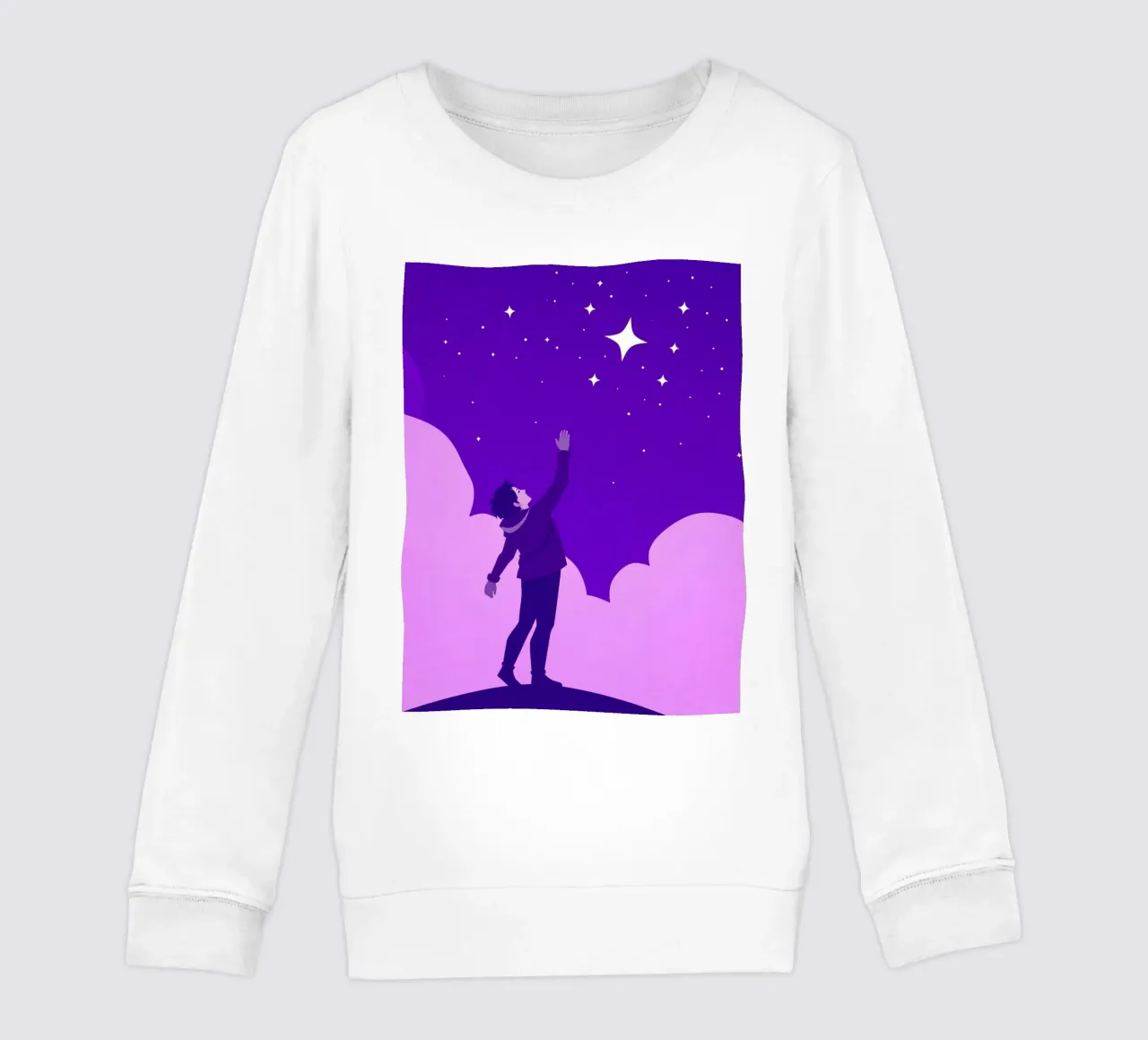 niño buscando estrellas en un cielo nocturno creativo sudadera para niño de DesignDoodle