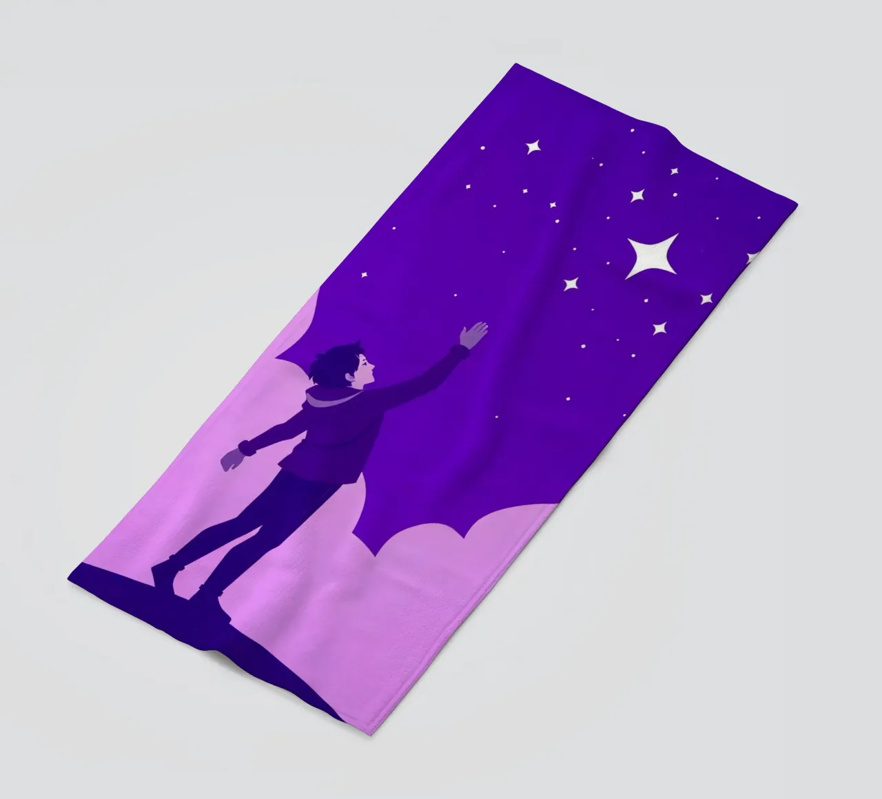 garçon cherchant les étoiles dans un ciel nocturne créatif serviette de plage de DesignDoodle