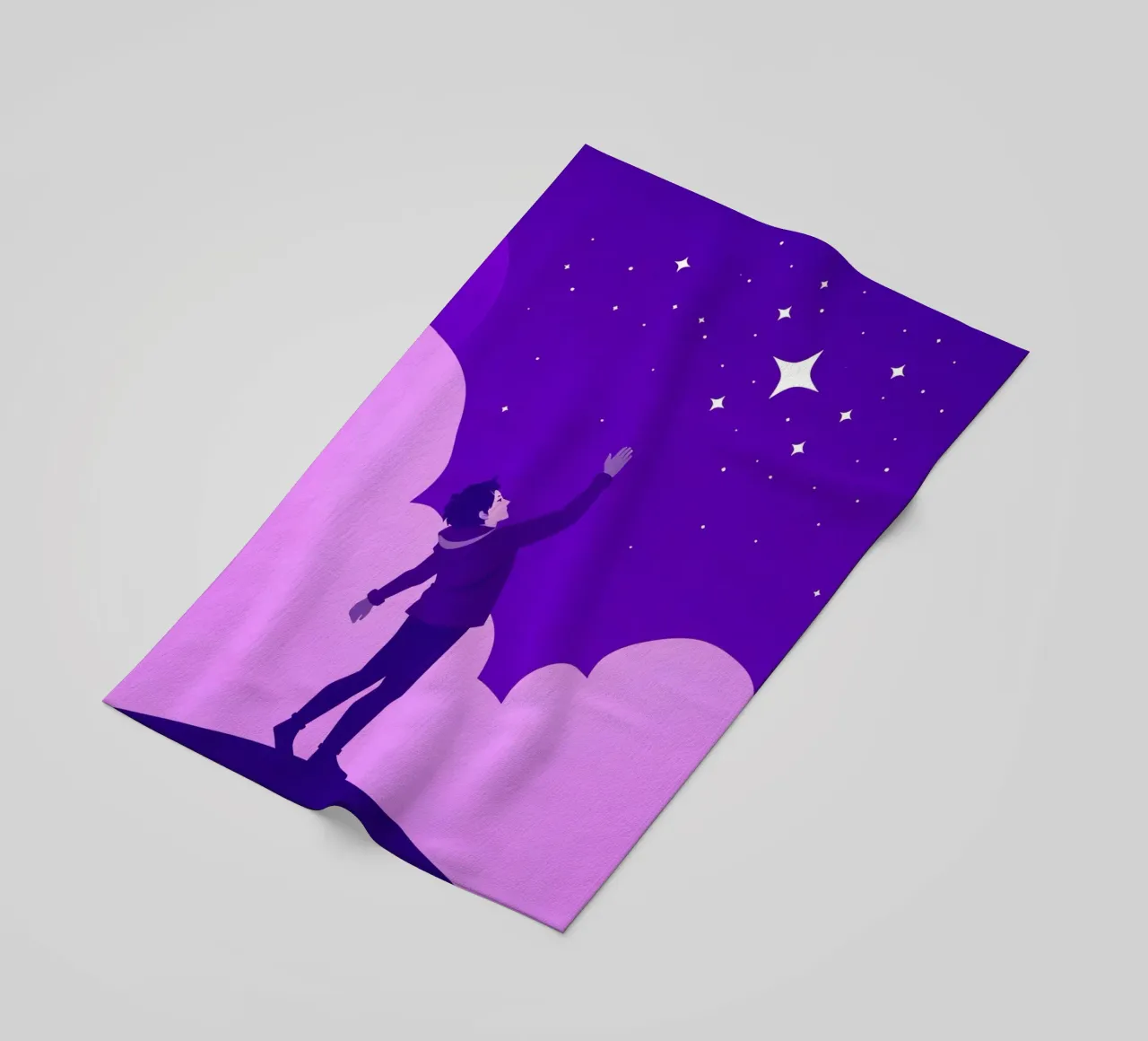 garçon cherchant les étoiles dans un ciel nocturne créatif serviette de plage de DesignDoodle