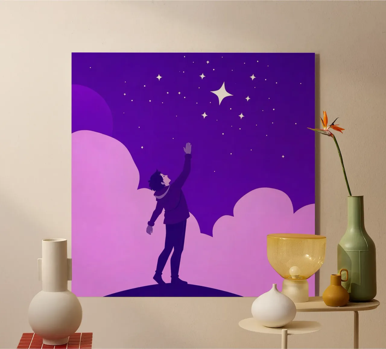 garçon cherchant les étoiles dans un ciel nocturne créatif plexiglas de DesignDoodle