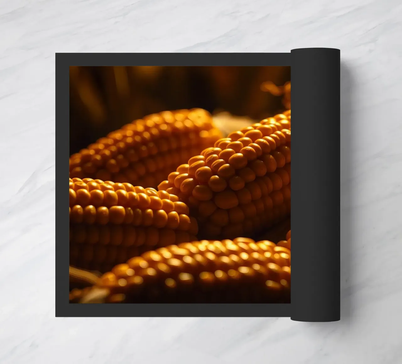 Golden corn ears displayed in a rustic setting doormat by DesignDoodle