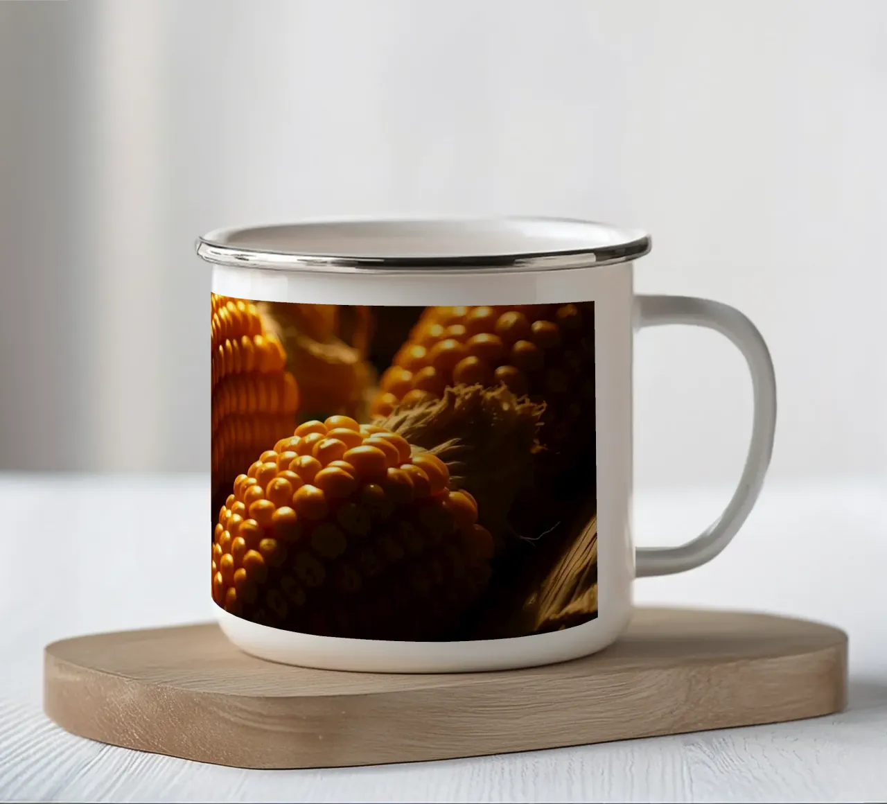 Spighe dorate esposte in un ambiente rustico tazza in smalto da DesignDoodle
