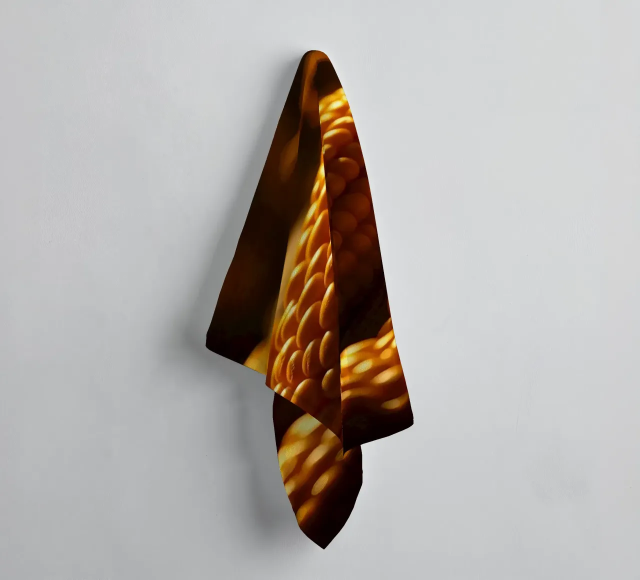 Golden corn ears displayed in a rustic setting towel by DesignDoodle