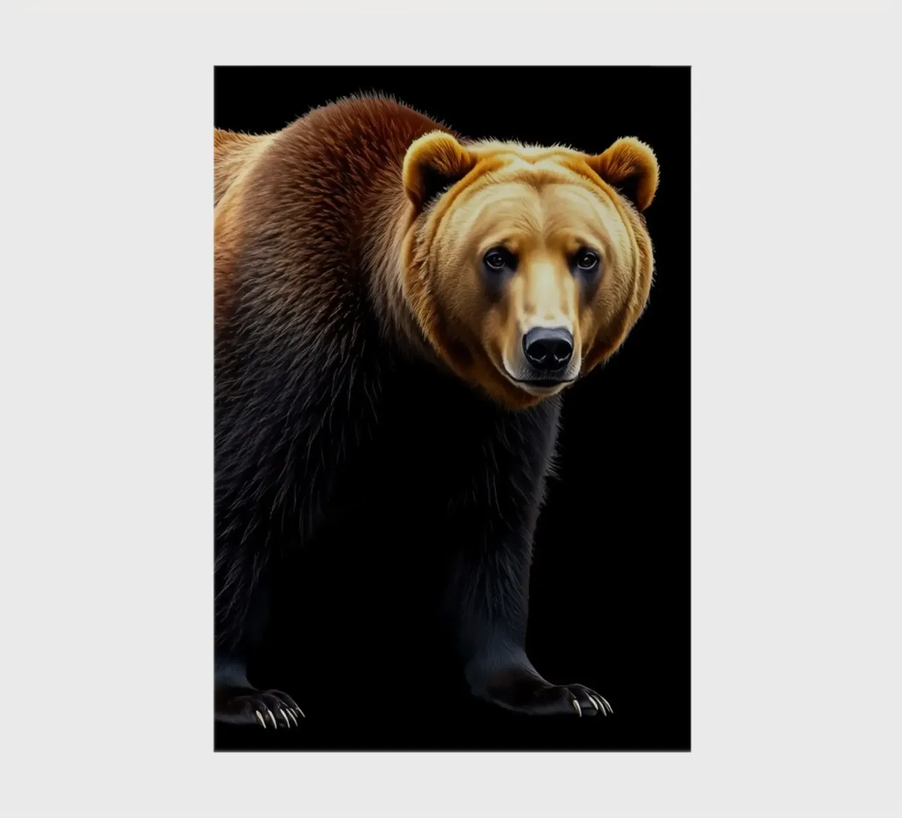 brown bear standing on all fours against a black background notebook by DesignDoodle