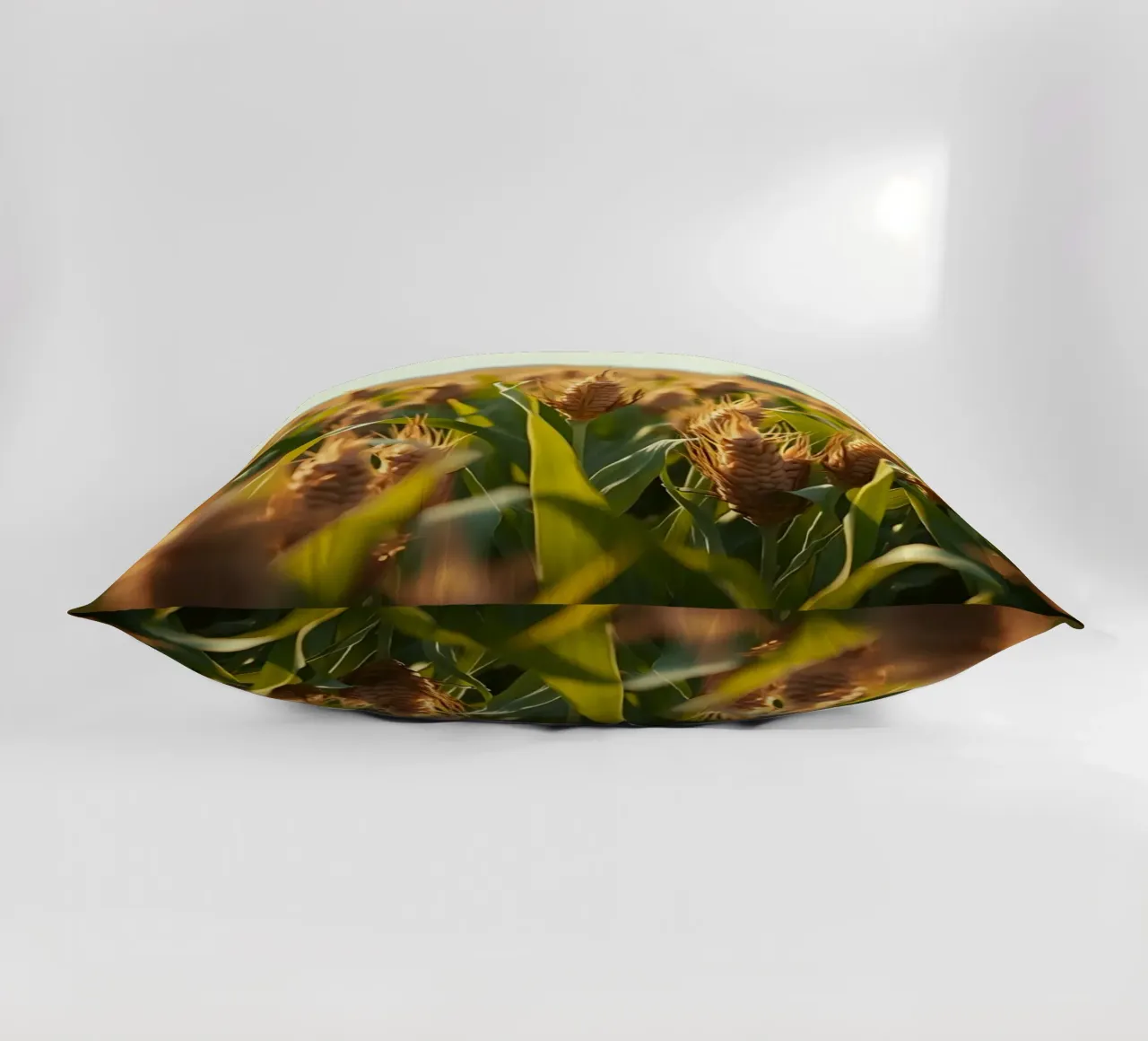 Golden cornfield stretches under a clear sky decorative cushion by DesignDoodle