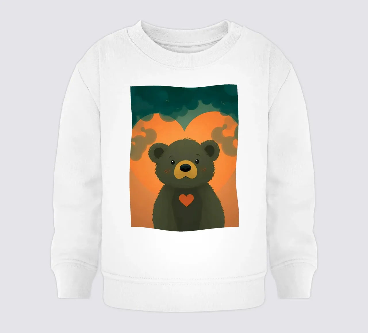 Illustrazione di orso carino con forma di cuore in una foresta felpa neonato da DesignDoodle