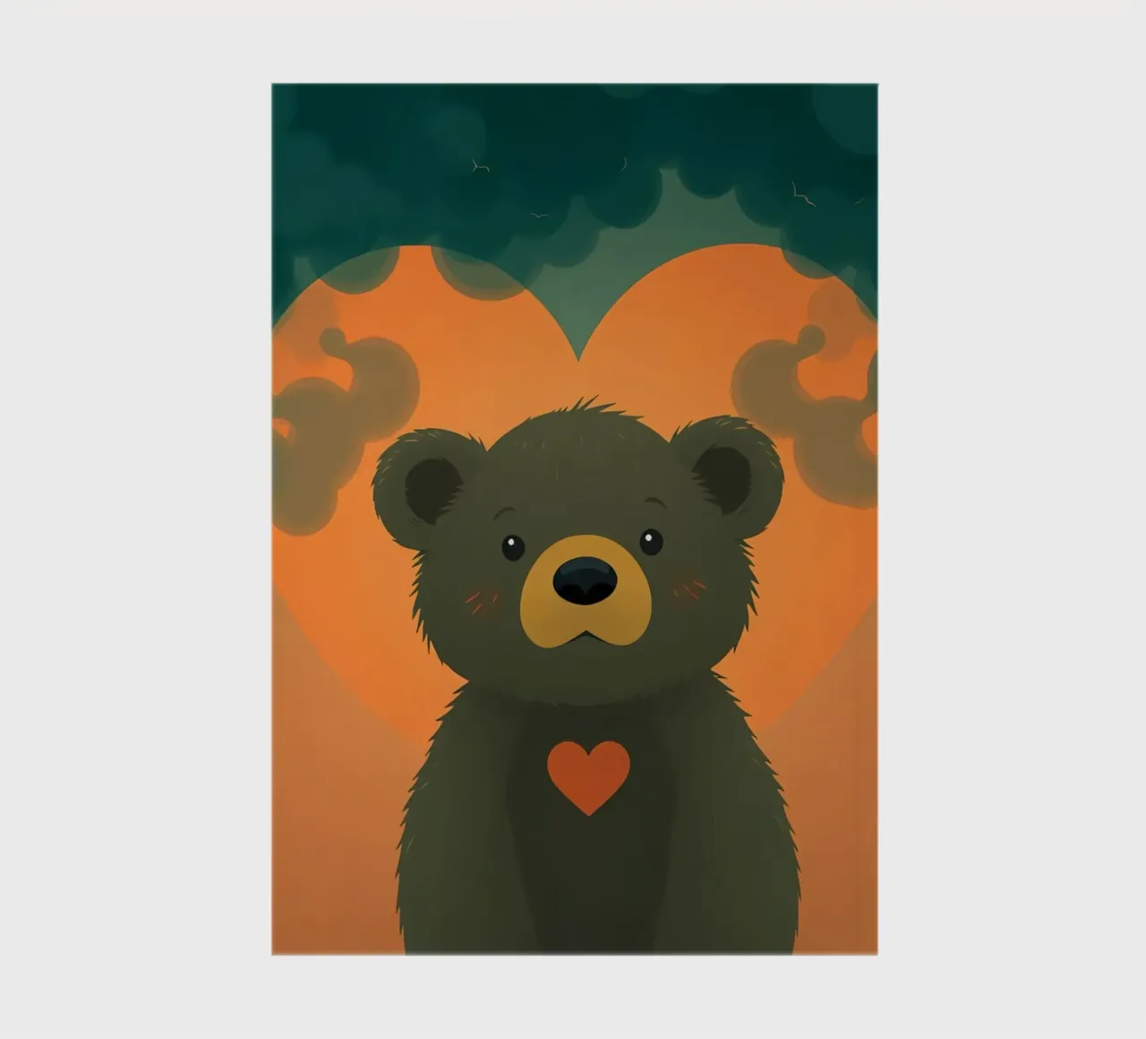 Illustration d'un ours mignon avec un coeur dans une forêt carnet de notes de DesignDoodle