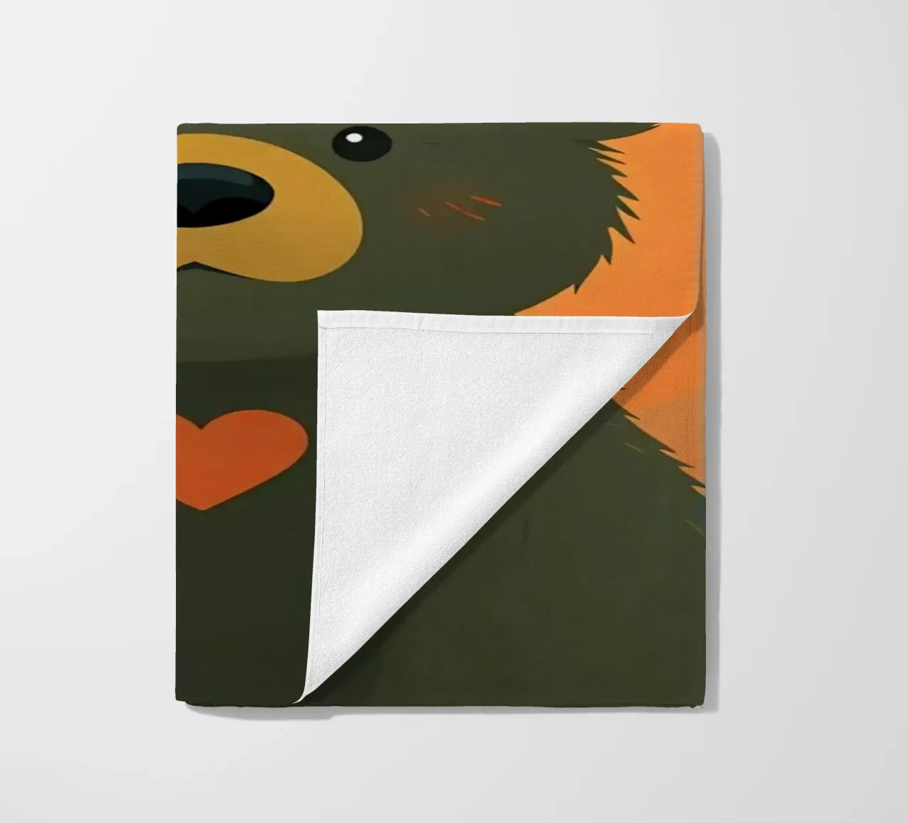 Illustrazione di orso carino con forma di cuore in una foresta telo mare da DesignDoodle