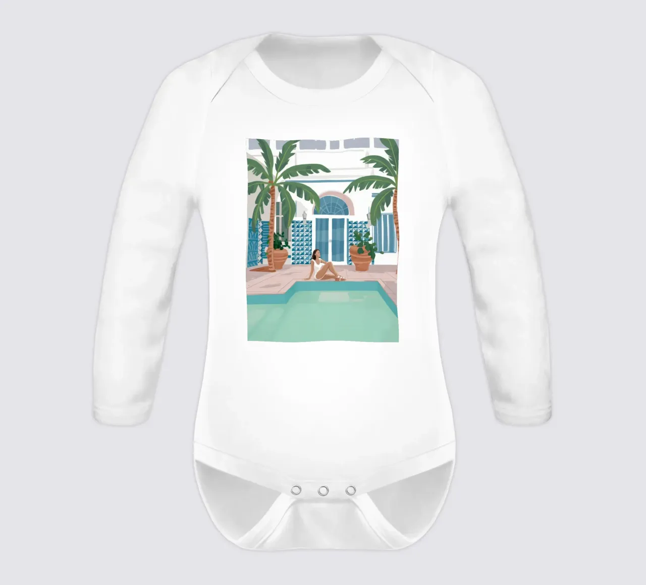 Azure Poolside Freizeit Langarm Babybody von Stone Patina