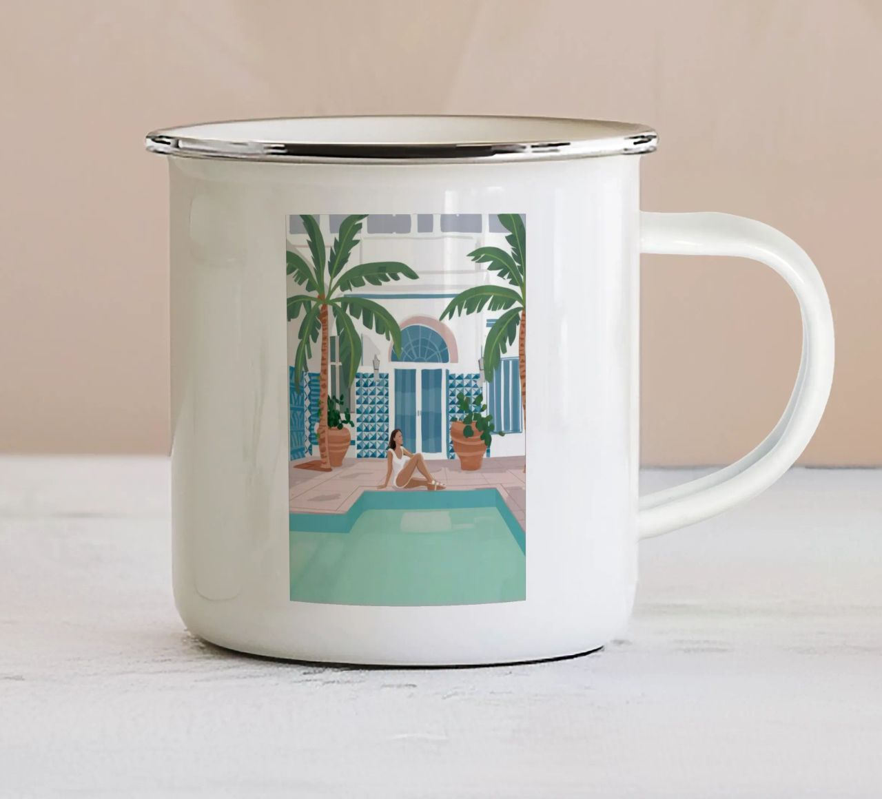 Azure Poolside Freizeit Emaille Tasse von Stone Patina
