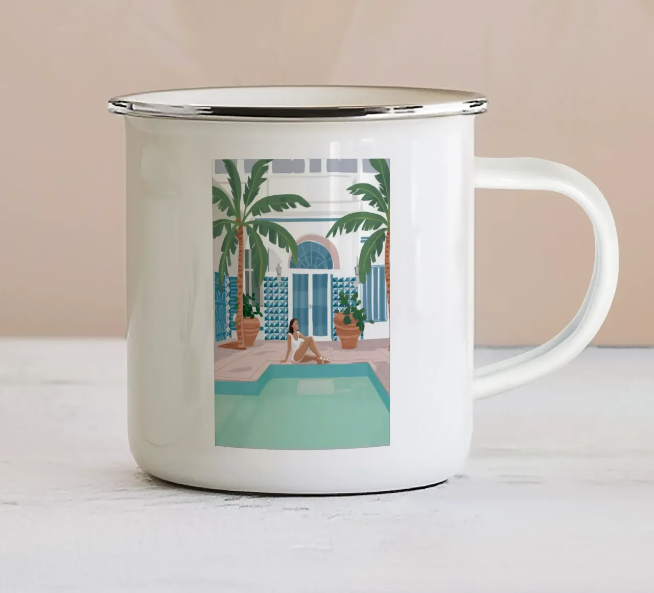 Azure Poolside Leisure tazza in smalto da Stone Patina