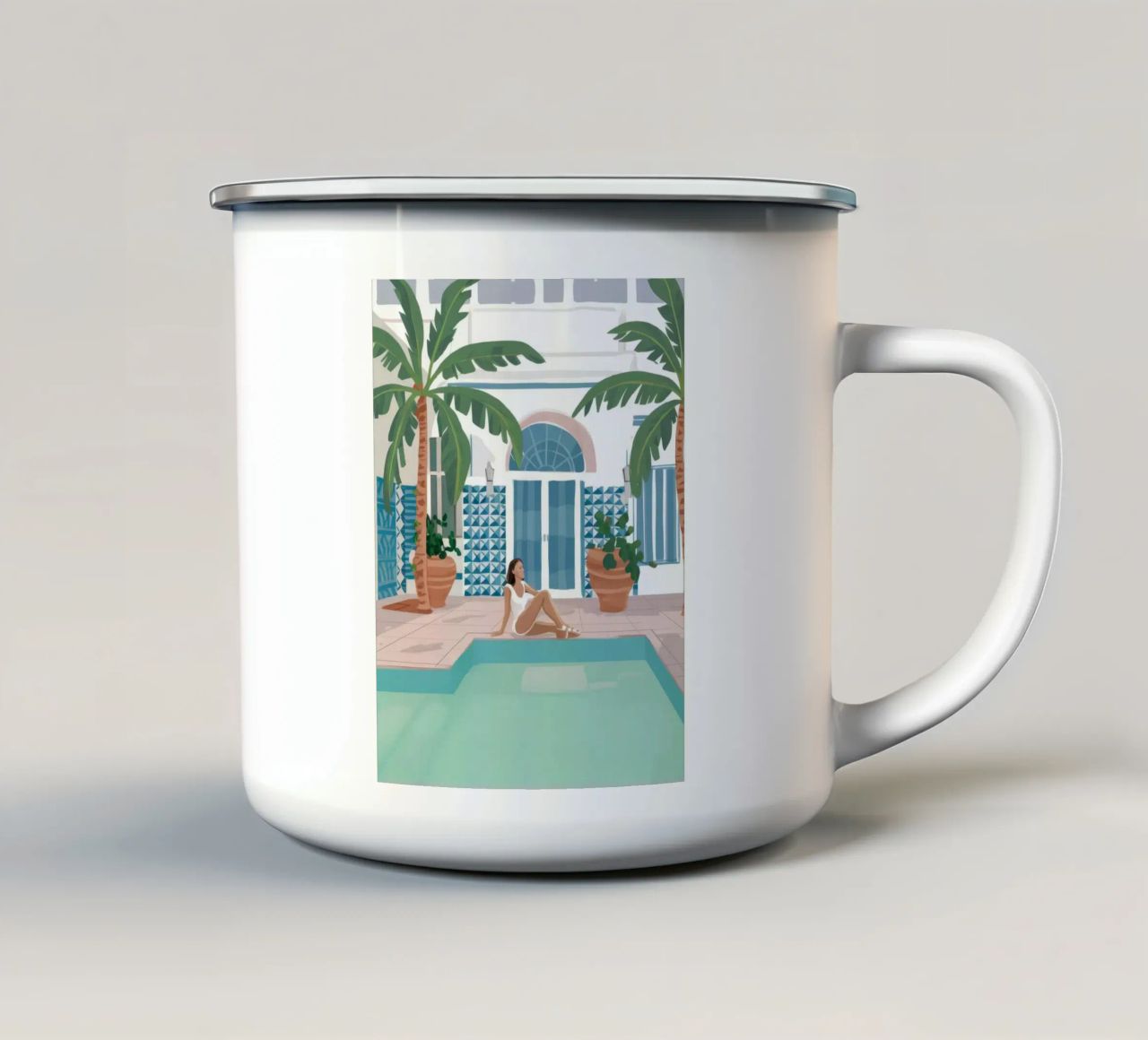 Azure Poolside Freizeit Emaille Tasse von Stone Patina