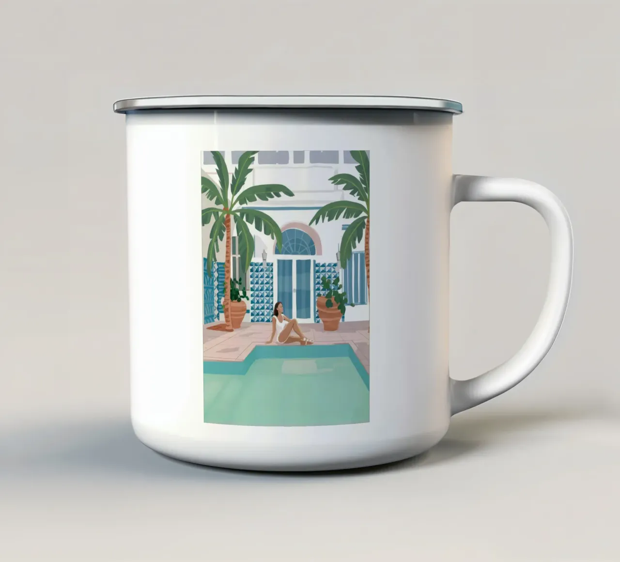 Azure Poolside Leisure tazza in smalto da Stone Patina