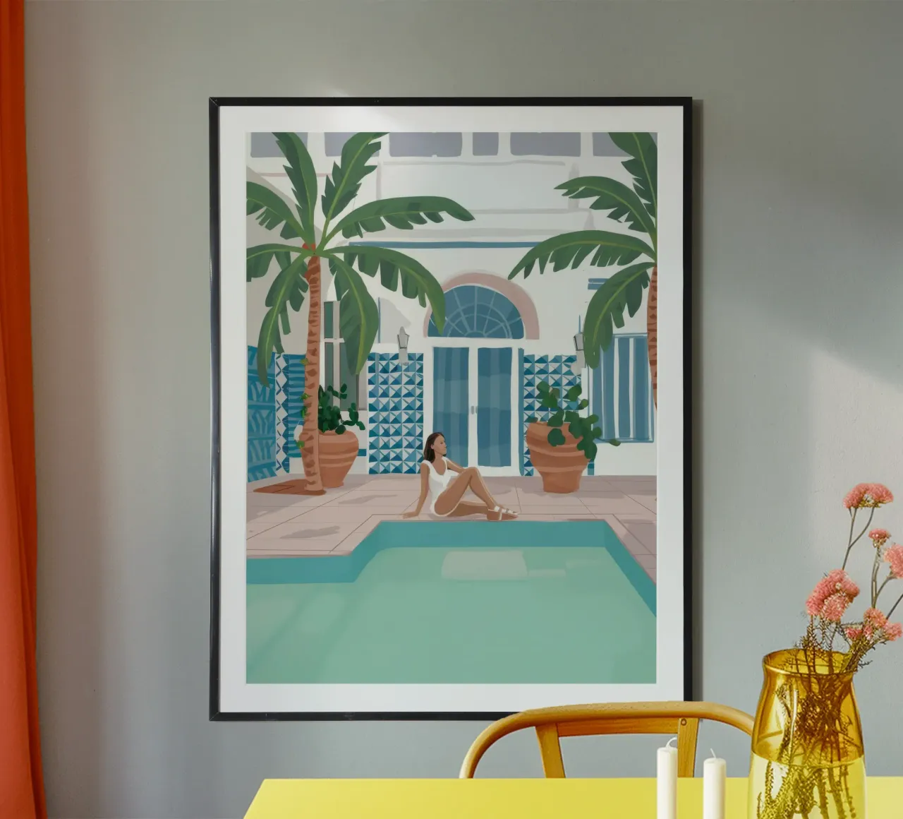 Loisirs au bord de la piscine poster de Stone Patina