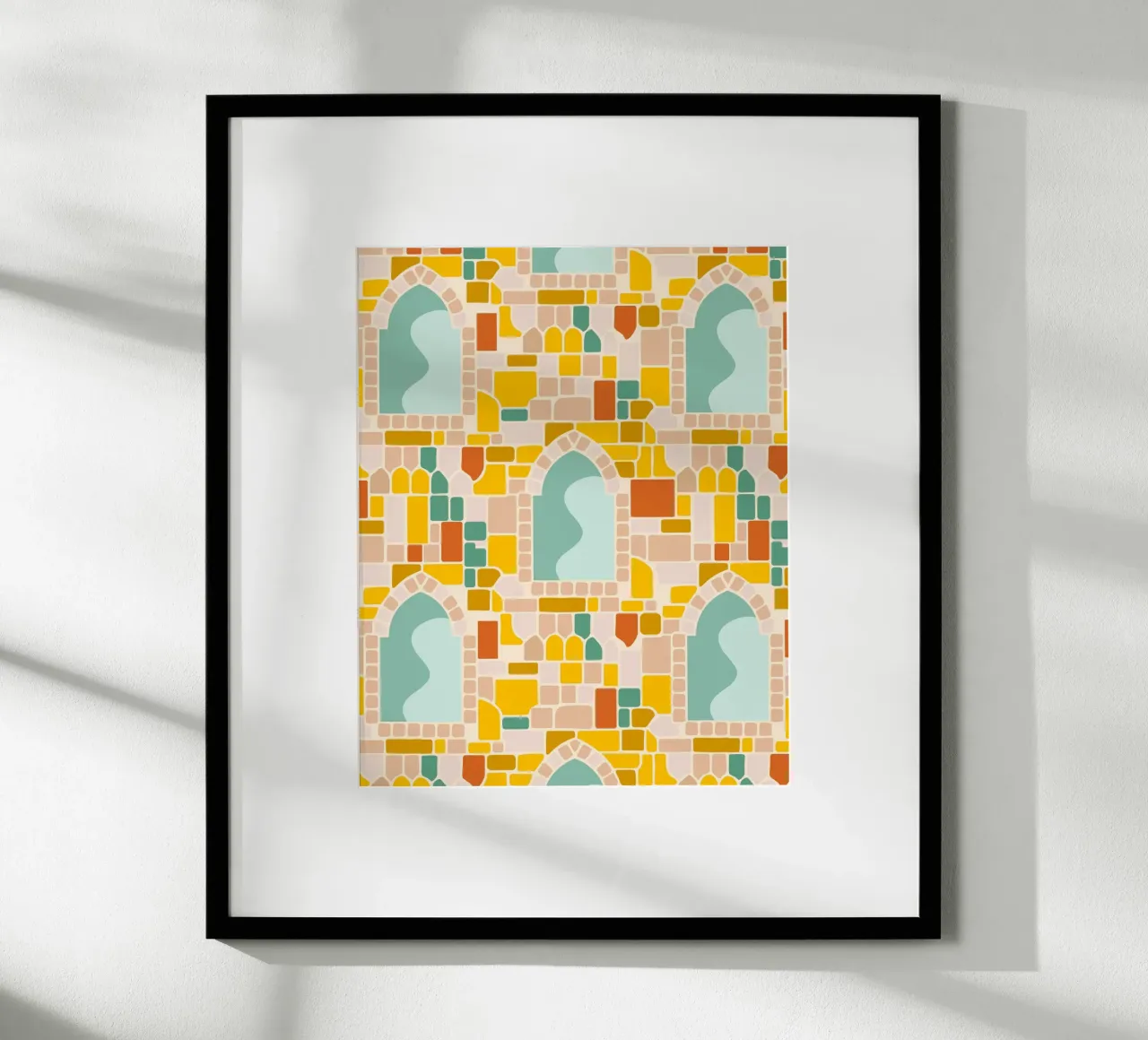 Mosaico di sole poster con telaio in alluminio da Kintsugi99