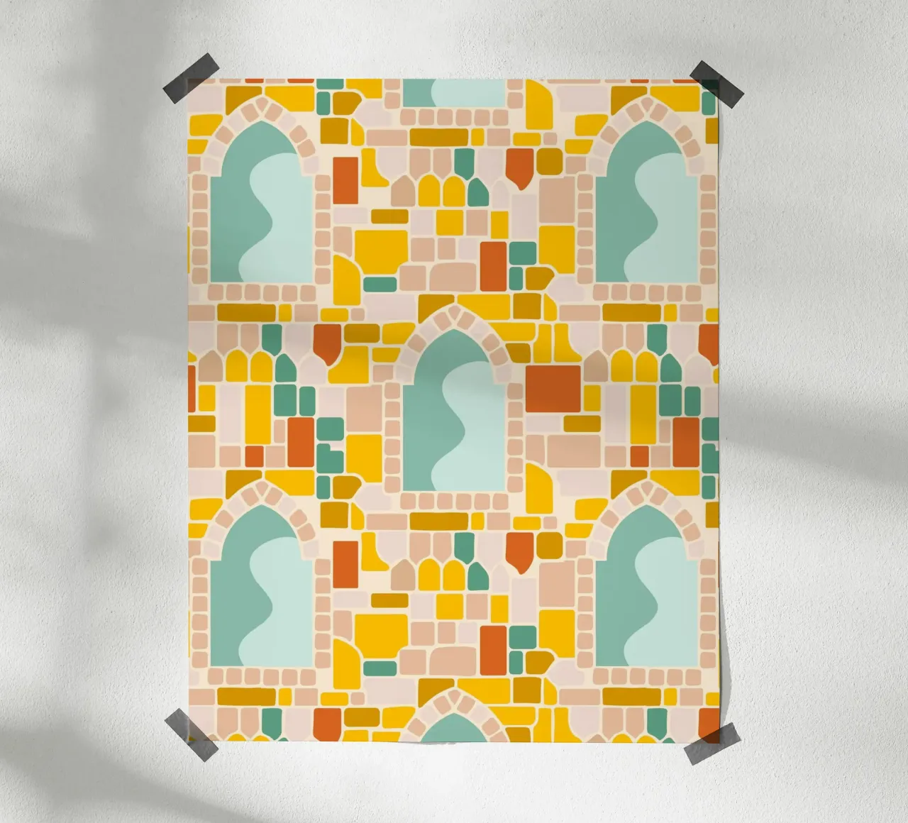 Mosaico di sole poster con telaio in alluminio da Kintsugi99