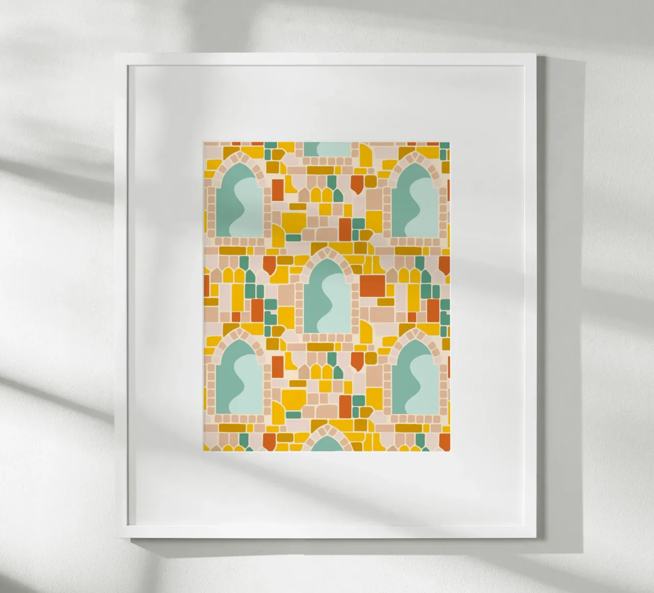 Mosaico di sole poster con telaio in alluminio da Kintsugi99