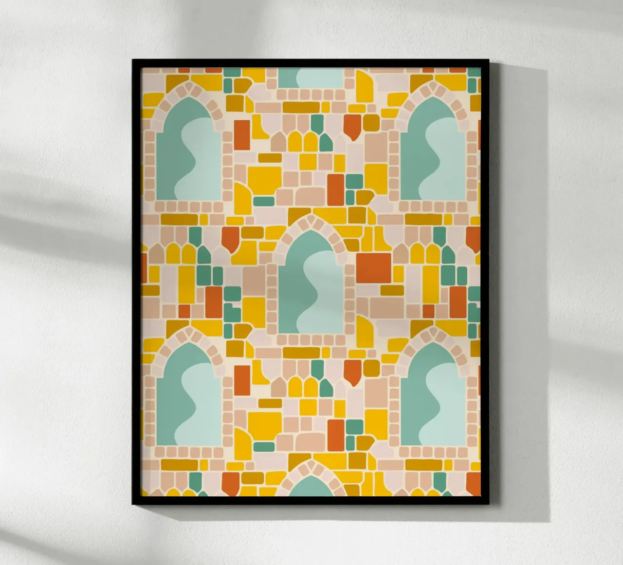 Mosaico di sole poster con telaio in alluminio da Kintsugi99