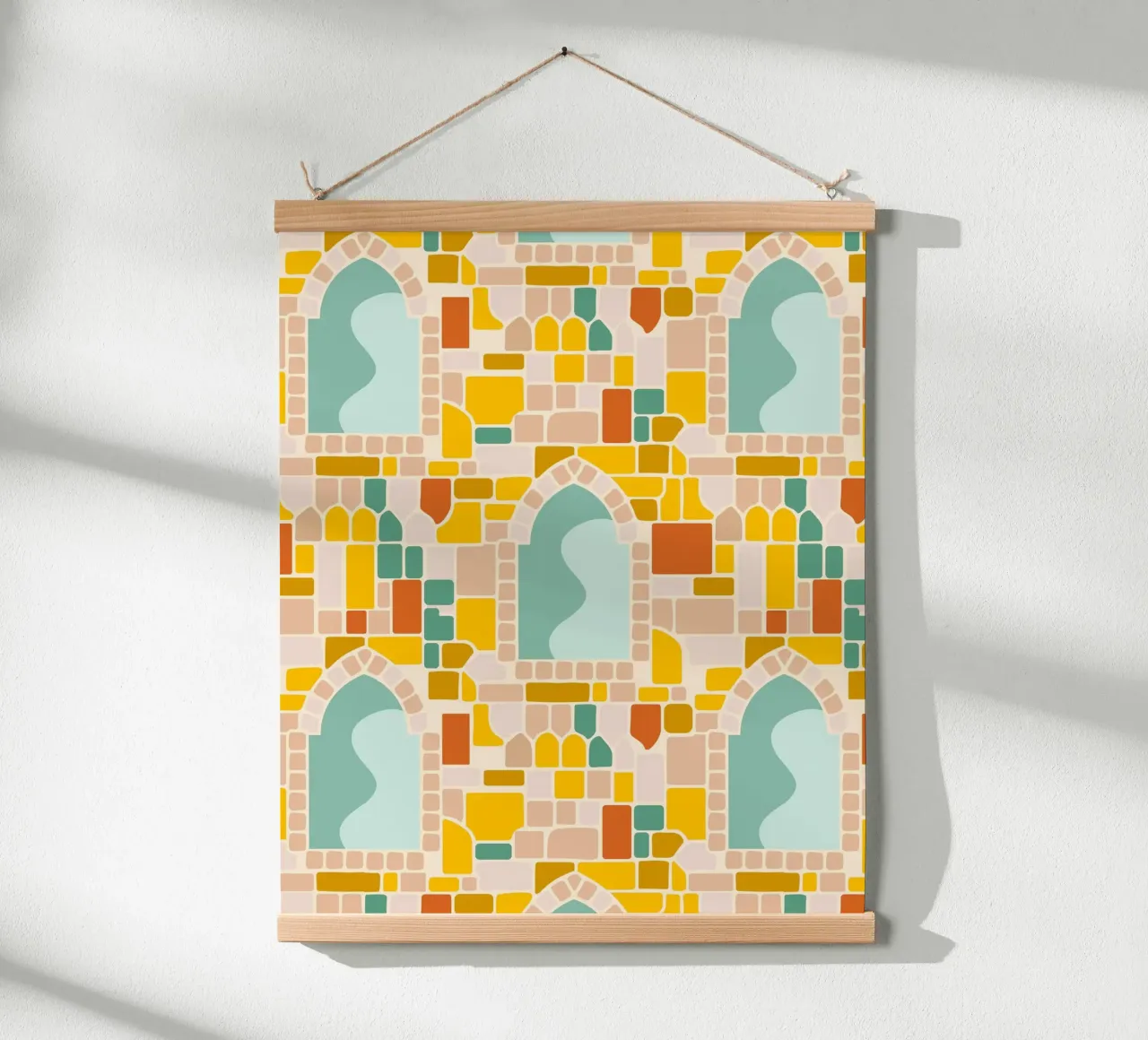 Mosaico di sole poster con telaio in alluminio da Kintsugi99