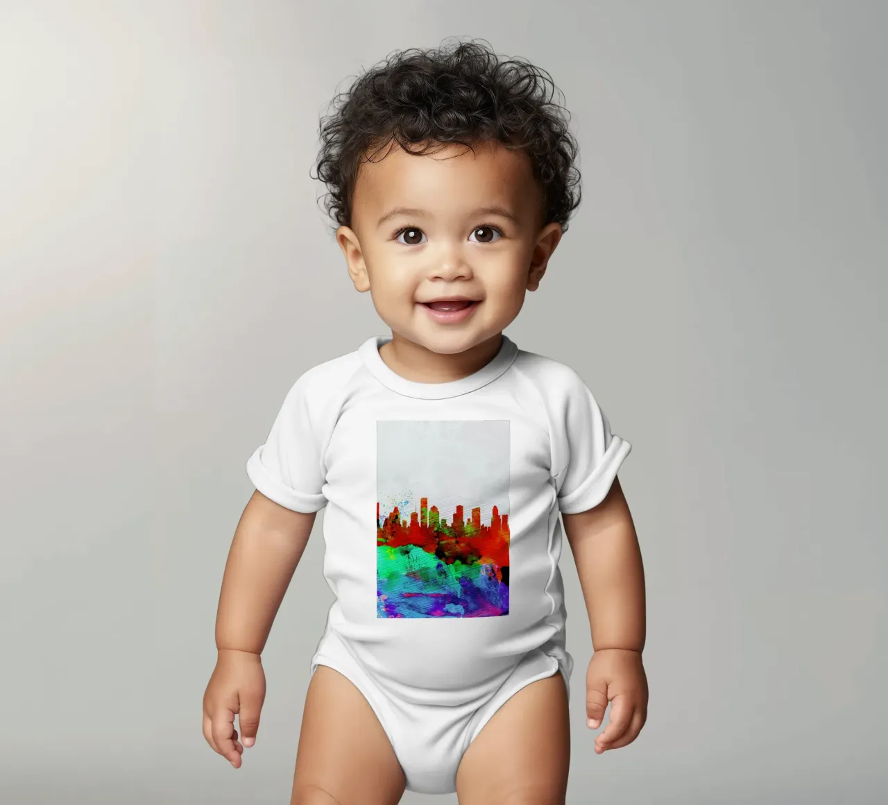 Houston Watercolor Skyline body neonato maniche corte da Naxart