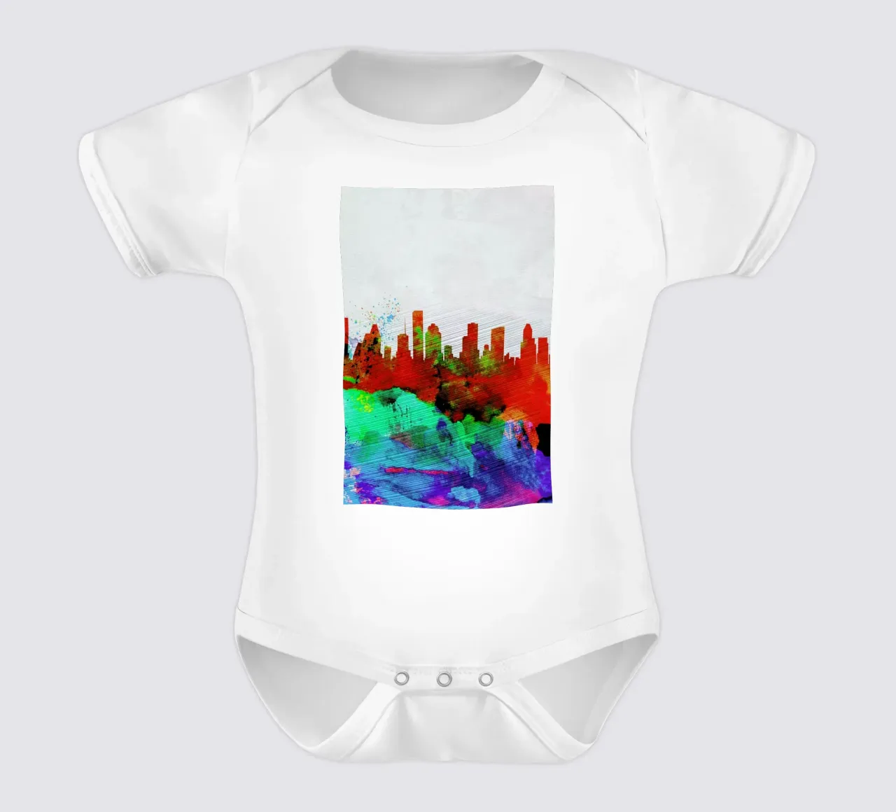 Houston Watercolor Skyline body neonato maniche corte da Naxart