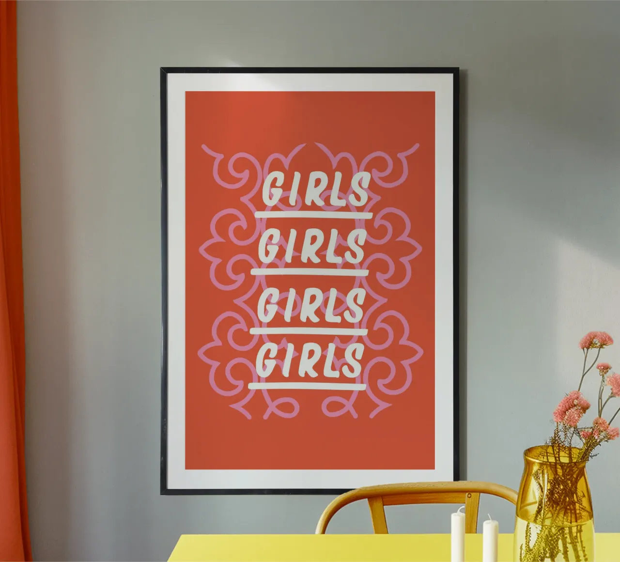 Ragazze Ragazze Ragazze poster con telaio in alluminio da Mariery Young
